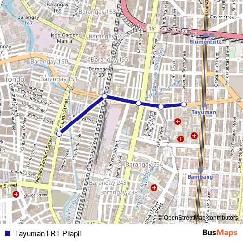 Tayuman LRT Pilapil bus Line Map