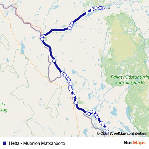 Hetta - Muonion Matkahuolto bus Line Map