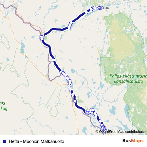 Hetta - Muonion Matkahuolto bus Line Map