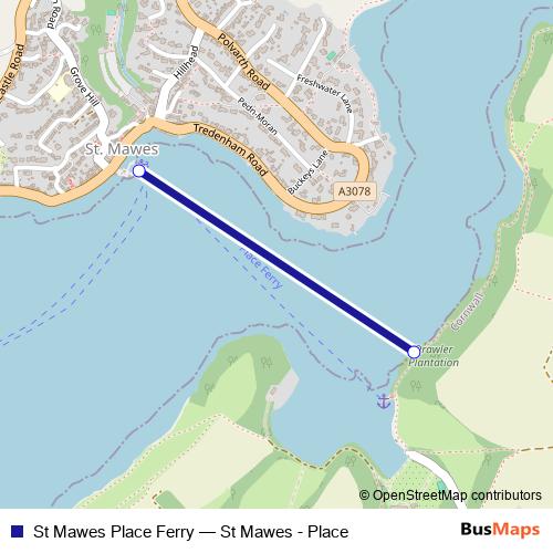 St Mawes Place Ferry ferry Line Map