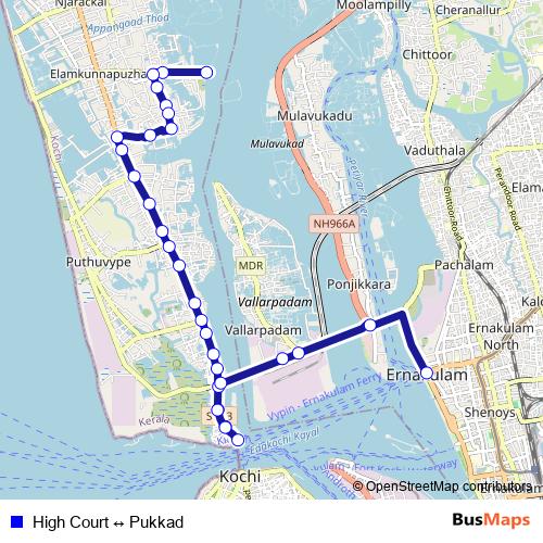 High Court ↔ Pukkad bus Line Map