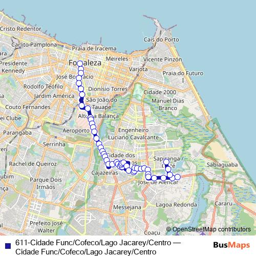 611-Cidade Func/Cofeco/Lago Jacarey/Centro bus Line Map