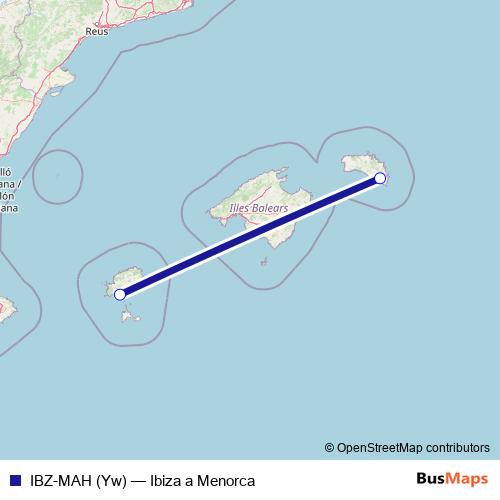 IBZ-MAH (Yw) air Line Map