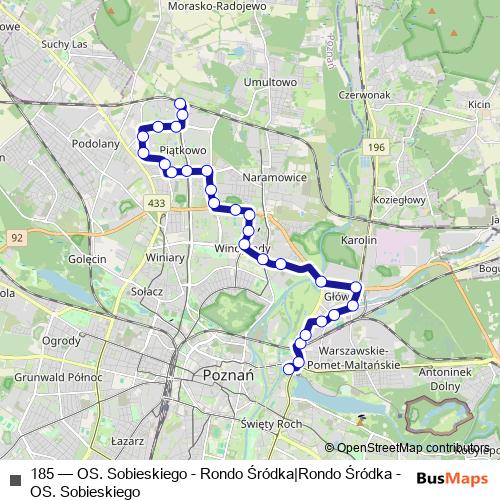 185 bus Line Map