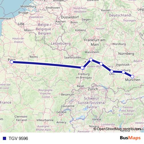 TGV 9596 rail Line Map