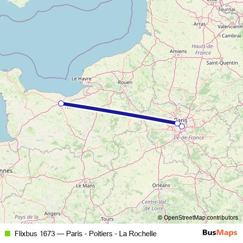Flixbus 1673 bus Line Map