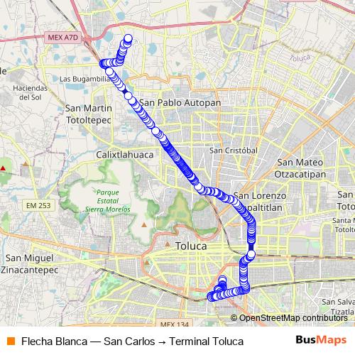 Flecha Blanca bus Line Map