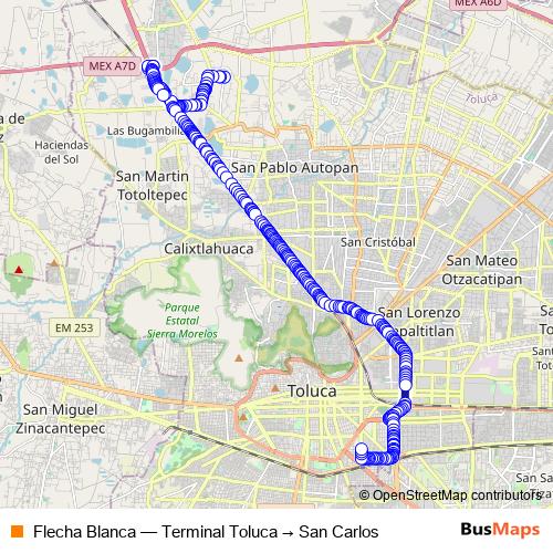 Flecha Blanca bus Line Map