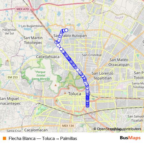 Flecha Blanca bus Line Map