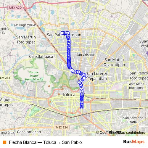 Flecha Blanca bus Line Map