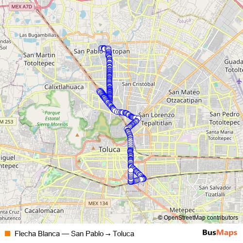 Flecha Blanca bus Line Map