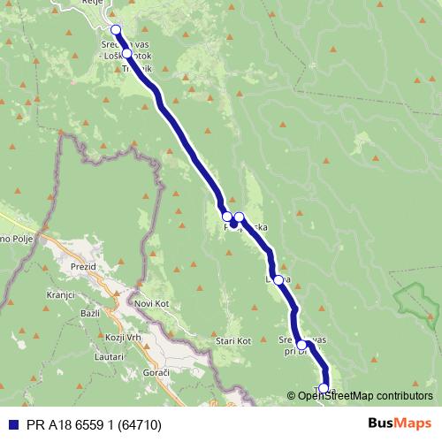 PR A18 6559 1 (64710) bus Line Map