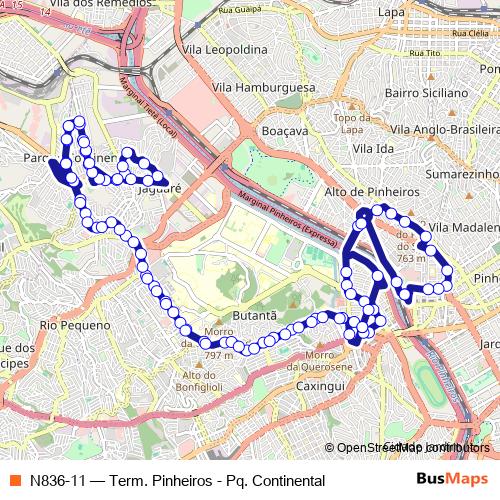 N836-11 bus Line Map