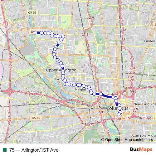 75 bus Line Map