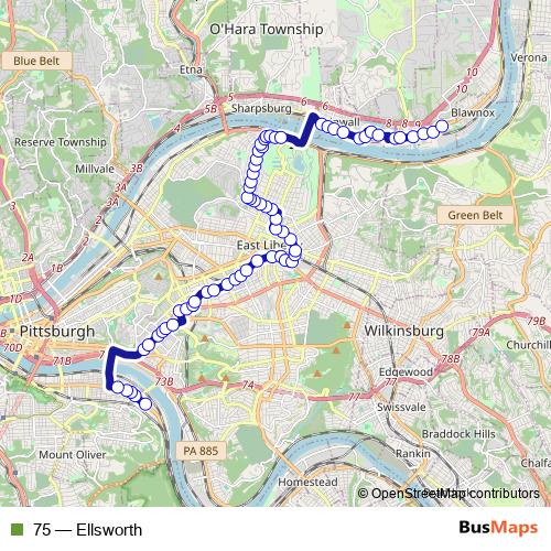 75 bus Line Map