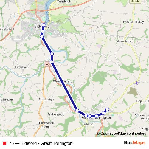 75 bus Line Map