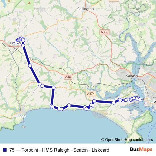 75 bus Line Map