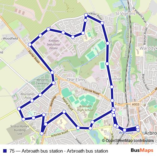 75 bus Line Map