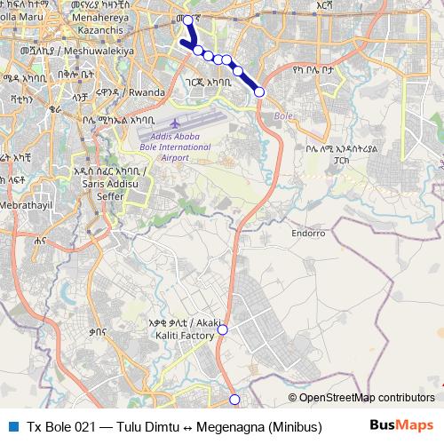 Tx Bole 021 bus Line Map