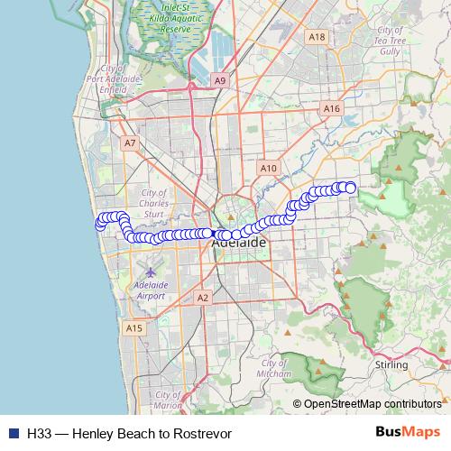H33 bus Line Map