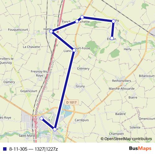 8-11-305 bus Line Map