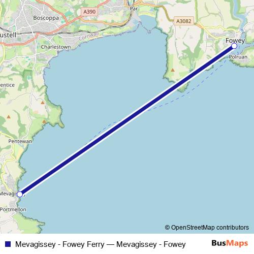 Mevagissey - Fowey Ferry ferry Line Map