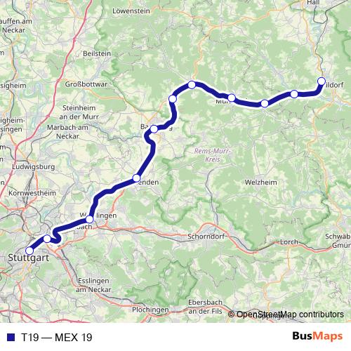 T19 rail Line Map