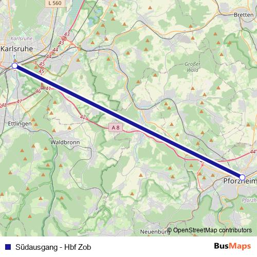 Südausgang - Hbf Zob rail Line Map