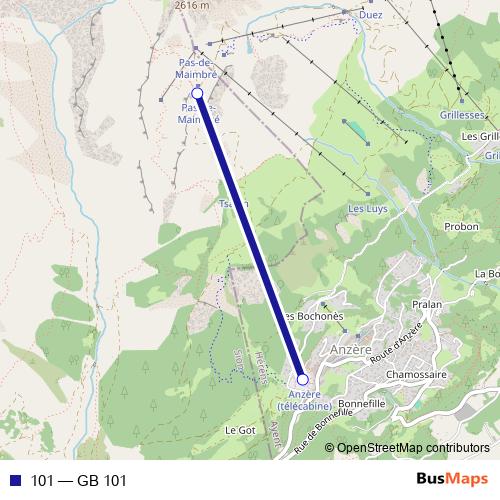101 cable-car Line Map