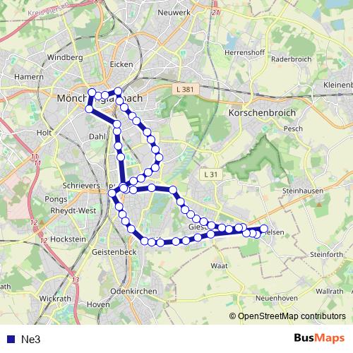 Ne3 bus Line Map