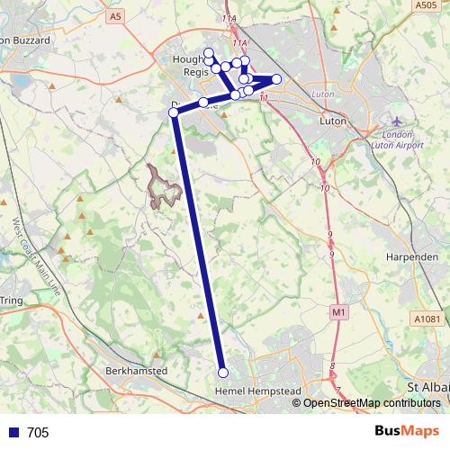 705 bus Line Map