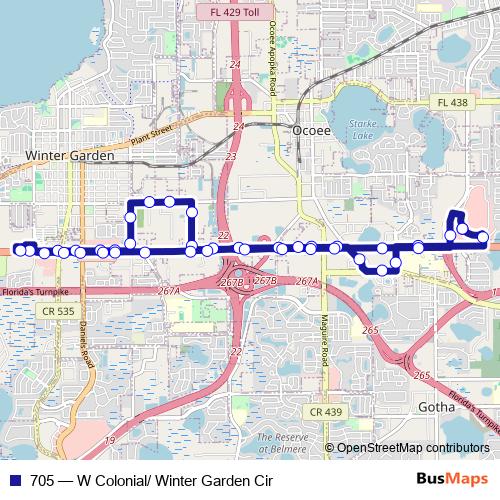 705 bus Line Map