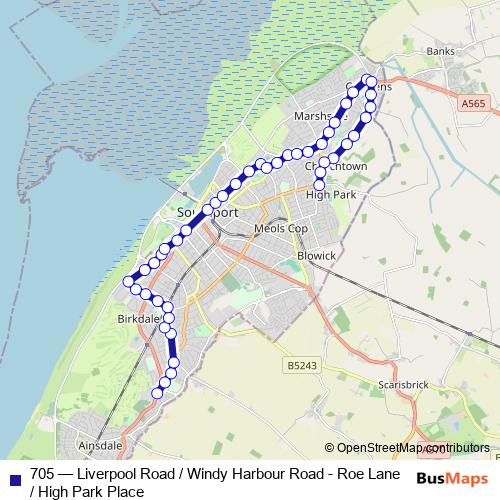 705 bus Line Map