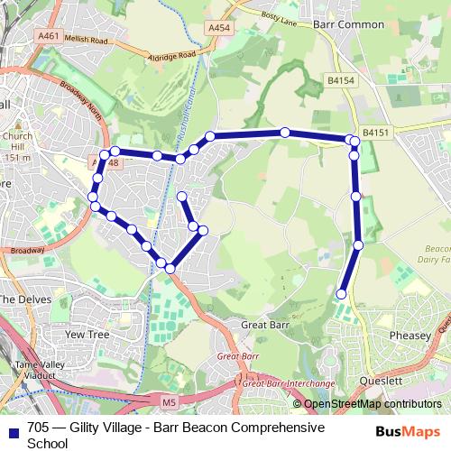 705 bus Line Map