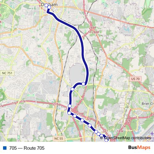 705 bus Line Map