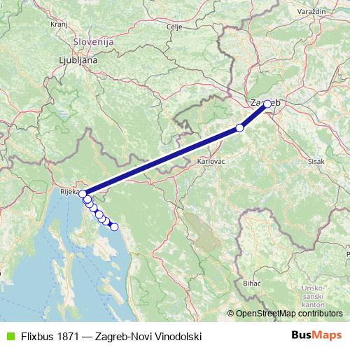 Flixbus 1871 bus Line Map