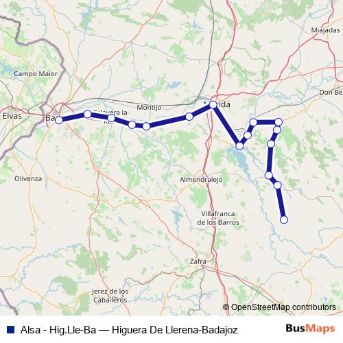 Alsa - Hig.Lle-Ba bus Line Map