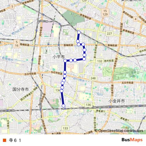 寺６１ bus Line Map