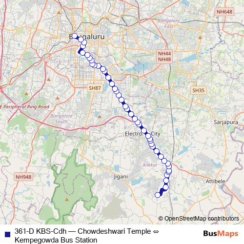 361-D KBS-Cdh bus Line Map