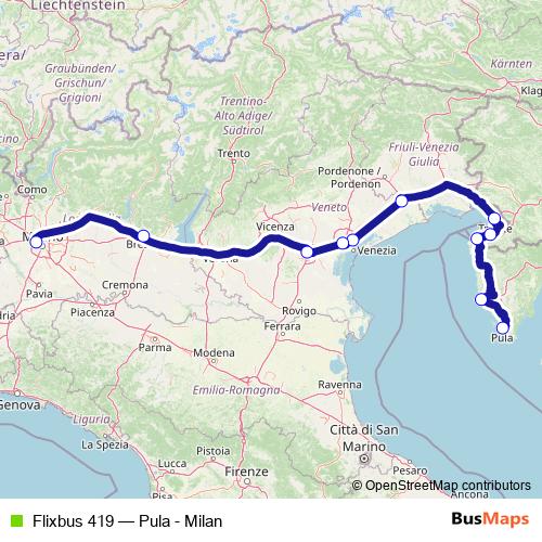 Flixbus 419 bus Line Map