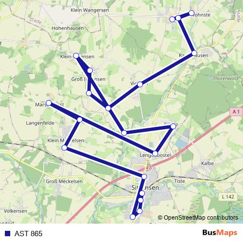 AST 865 bus Line Map