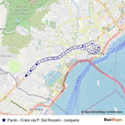 Pardo - Colon via P. Del Rosario - Junquera bus Line Map