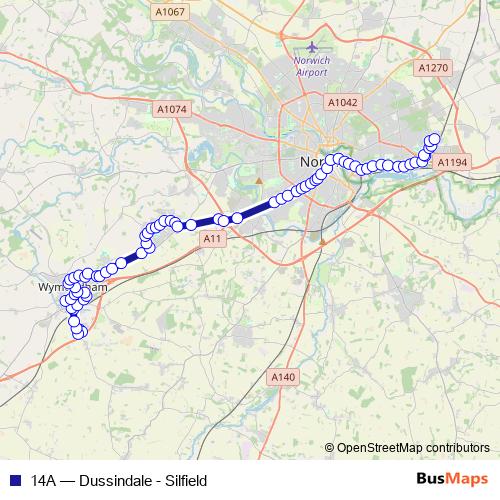 14A bus Line Map