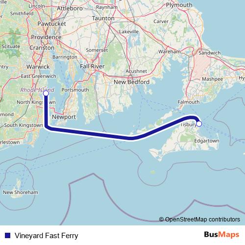 Vineyard Fast Ferry bus Line Map
