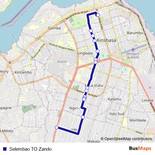 Selembao TO Zando bus Line Map