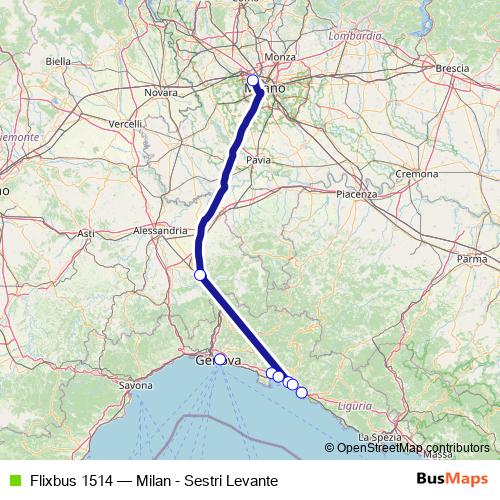 Flixbus 1514 bus Line Map