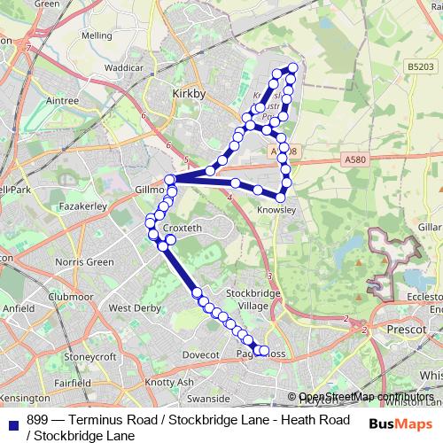 899 bus Line Map