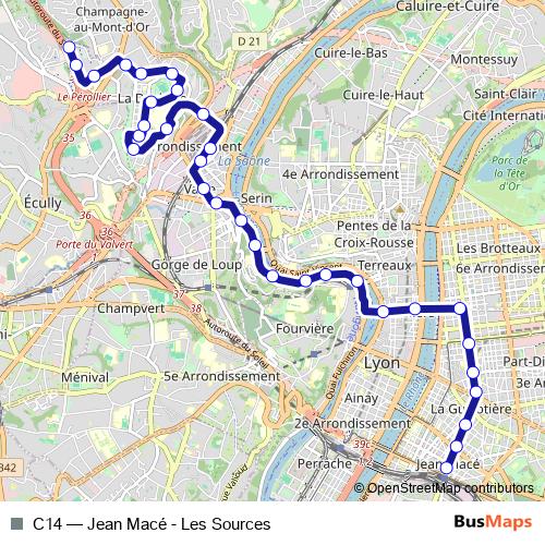 C14 trolleybus Line Map