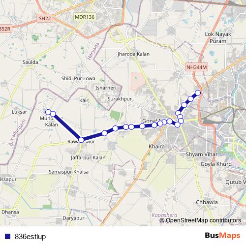 836estlup bus Line Map