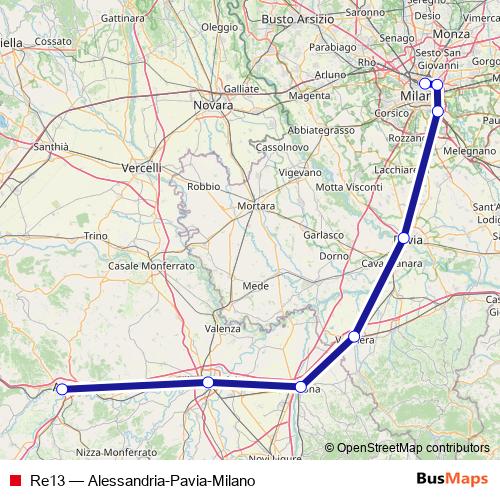 Re13 rail Line Map